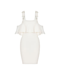 Ribbed dress with straps - White