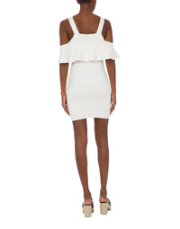 Ribbed dress with straps - White