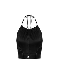 Crop top en satin - Black
