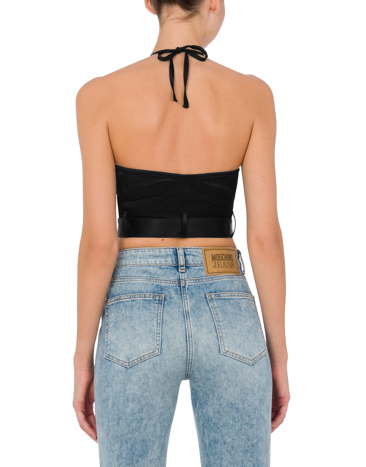 Crop top en satin - Black