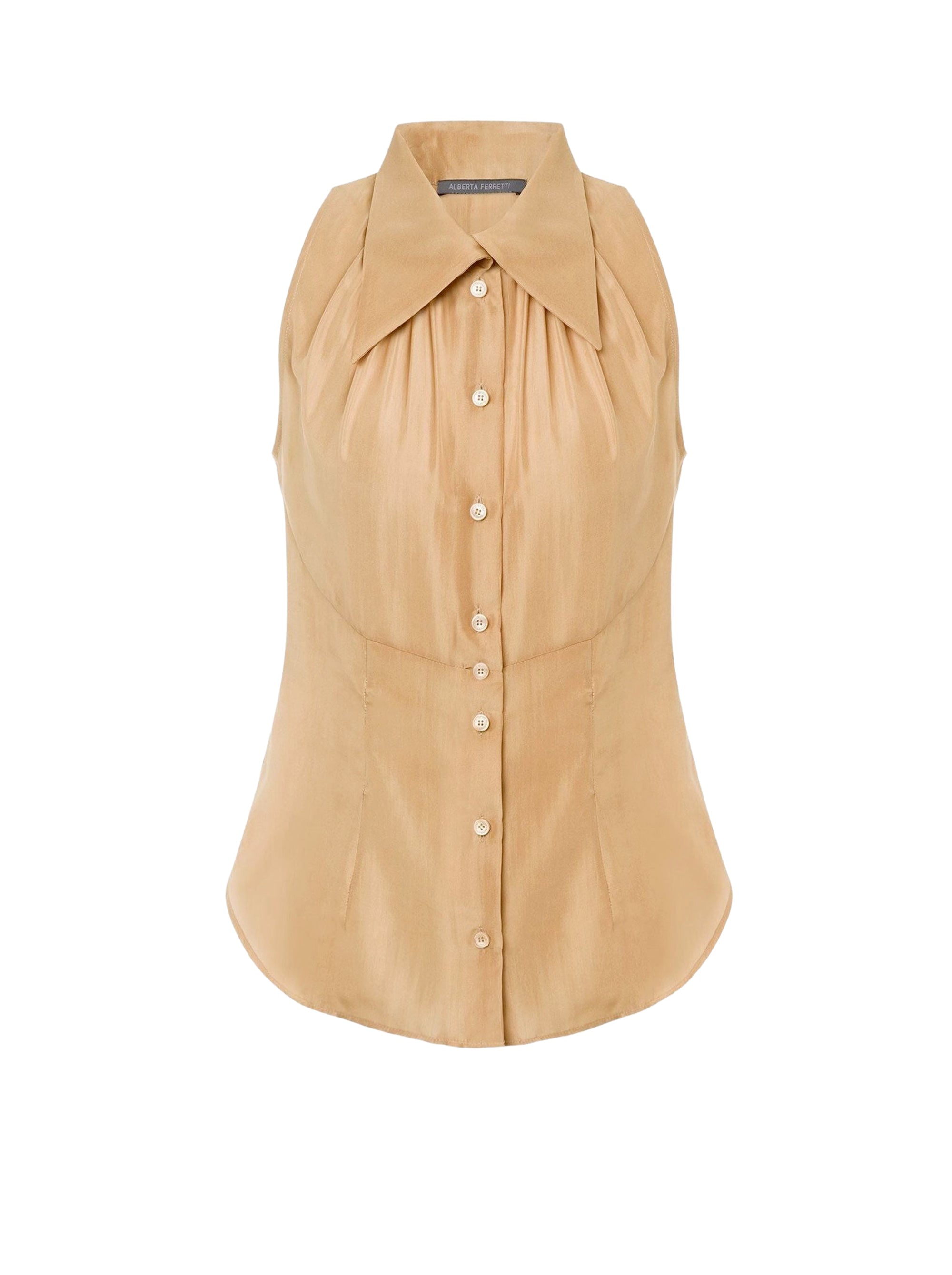 Chemisier sans manches en soie - Beige