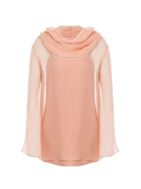 Blouse en mousseline de soie avec capuche - Pink