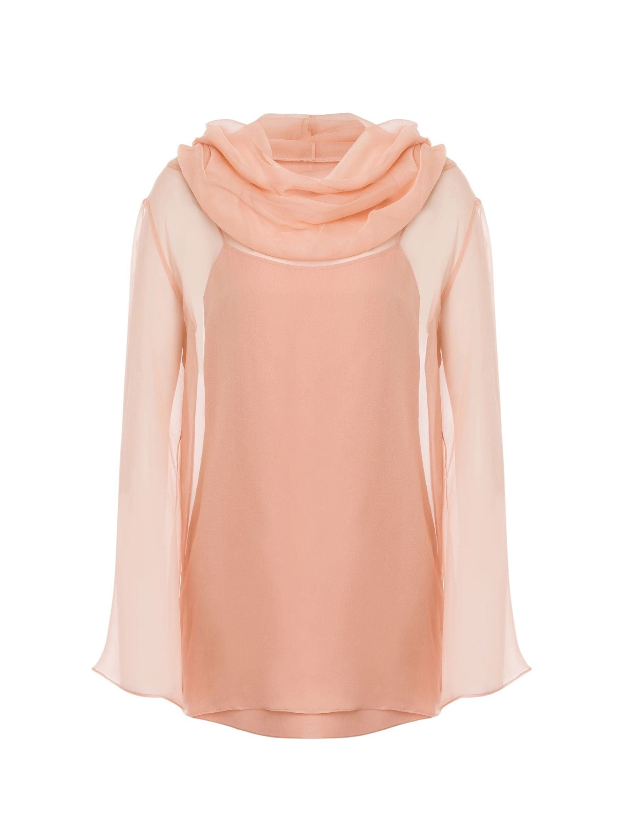 Blouse en mousseline de soie avec capuche - Pink