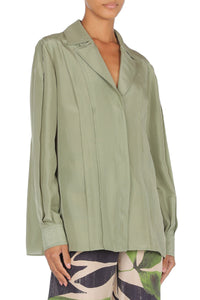 Chemise oversize en soie - Green