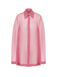 Chemisier en mousseline de soie à manches larges - Pink