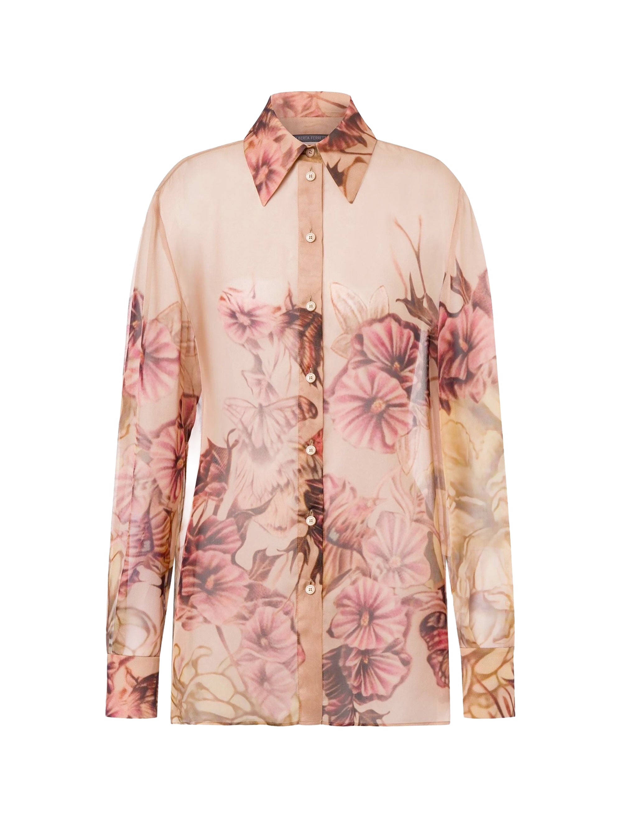 Chiffon blouse with tattoo print - Pink & Powder