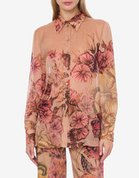 Chiffon blouse with tattoo print - Pink & Powder