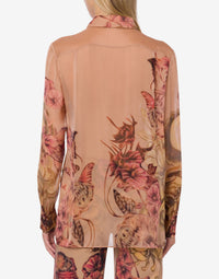 Chiffon blouse with tattoo print - Pink & Powder