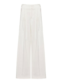 Pantalon à jambe large en satin - White