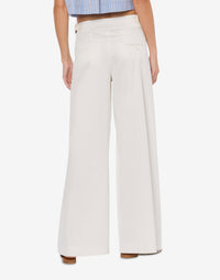 Pantalon à jambe large en satin - White
