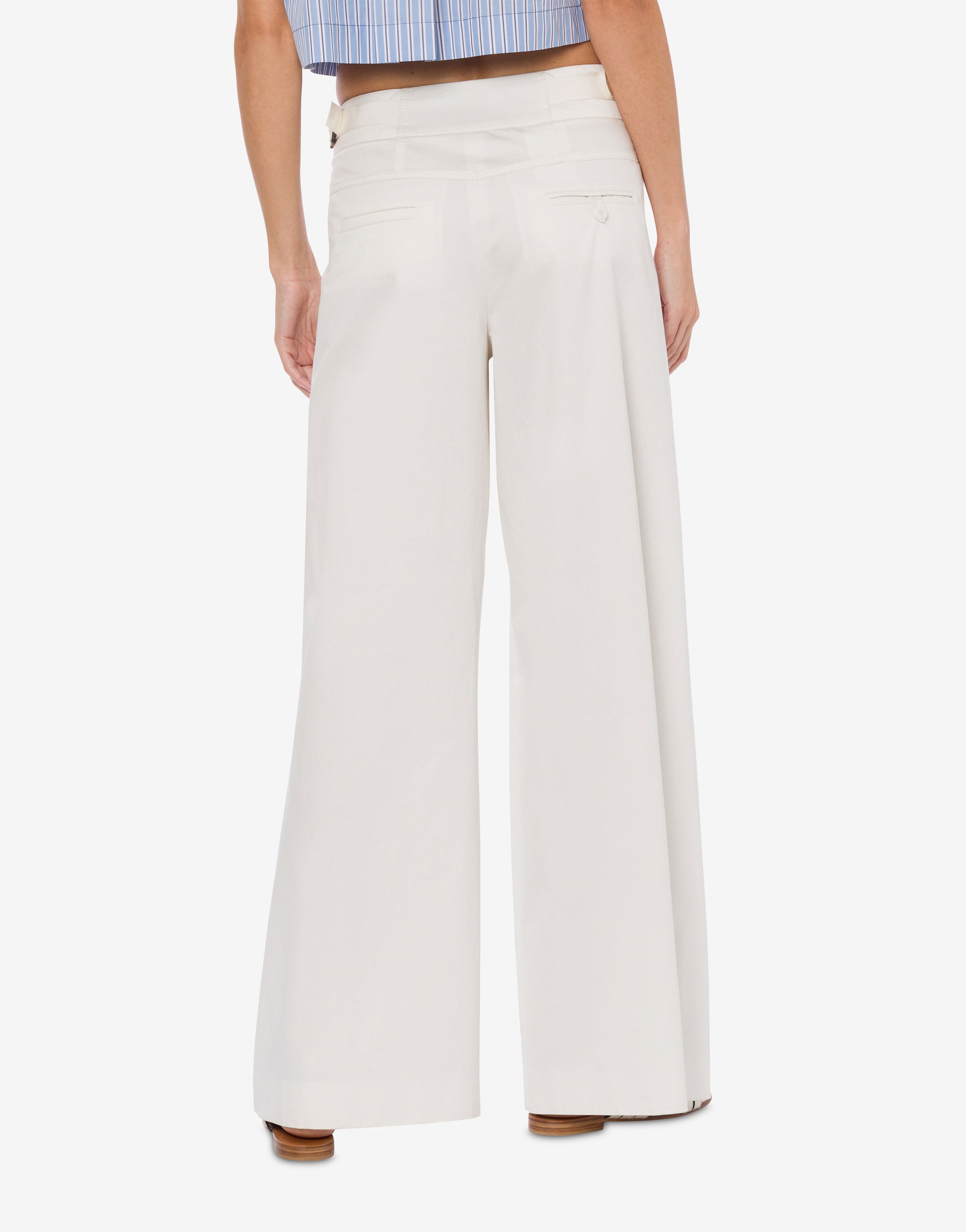 Pantalon à jambe large en satin - White