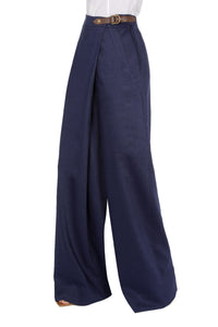 Pantalon stretch en lin mélangé - Blue
