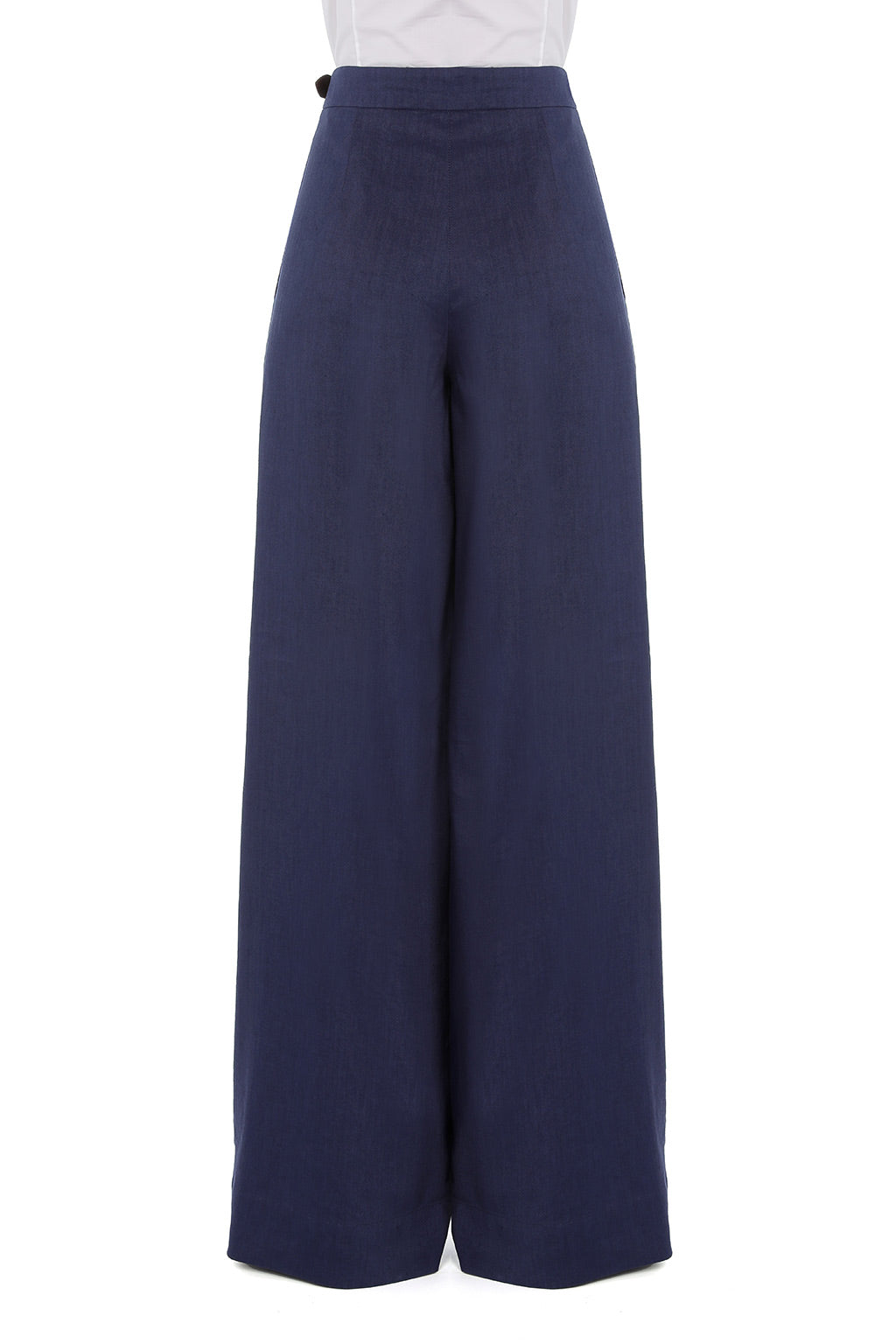 Pantalon stretch en lin mélangé - Blue