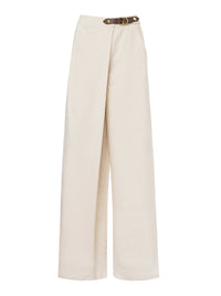 Pantalon stretch en lin mélangé - Beige