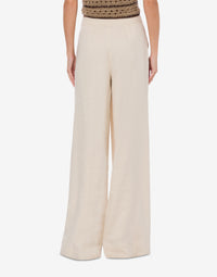 Pantalon stretch en lin mélangé - Beige