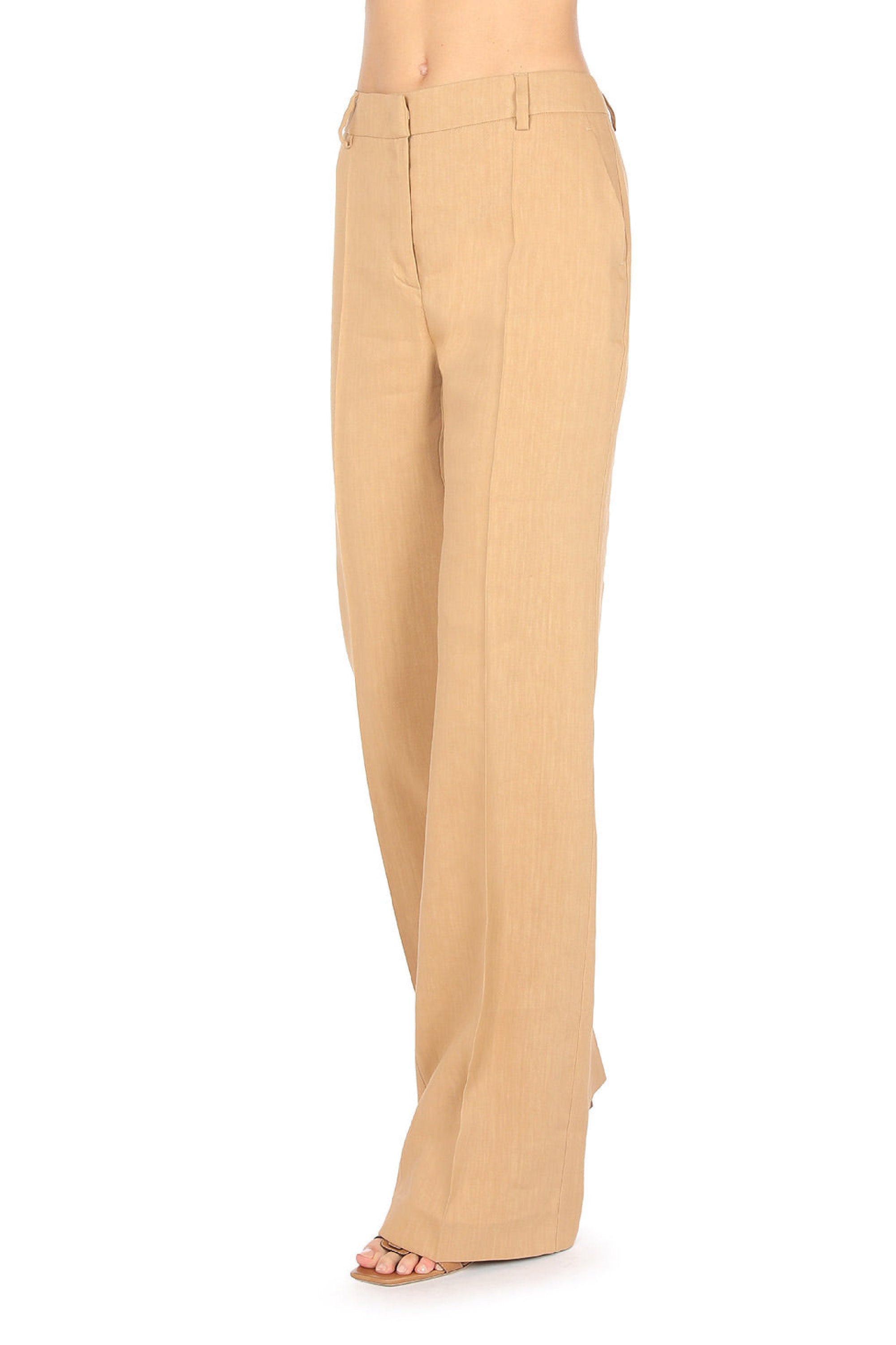 Pantalon tailleur en lin mélangé stretch - Beige
