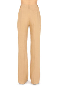 Pantalon tailleur en lin mélangé stretch - Beige