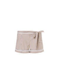 Short rayé avec noeud - Beige