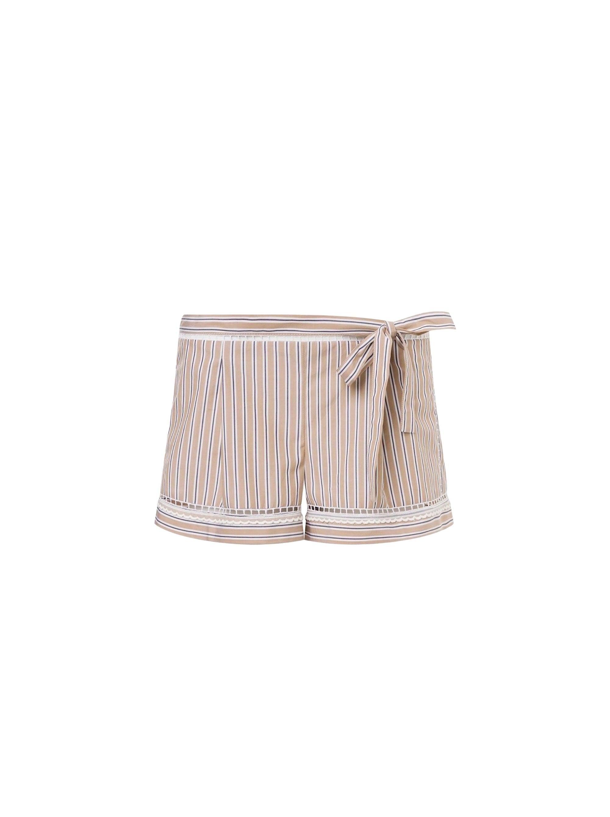 Short rayé avec noeud - Beige