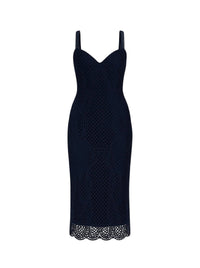 Macramé knit midi dress - Blue
