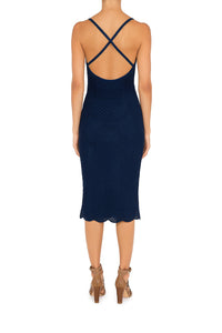 Macramé knit midi dress - Blue