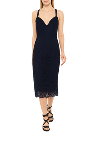 Macramé knit midi dress - Blue