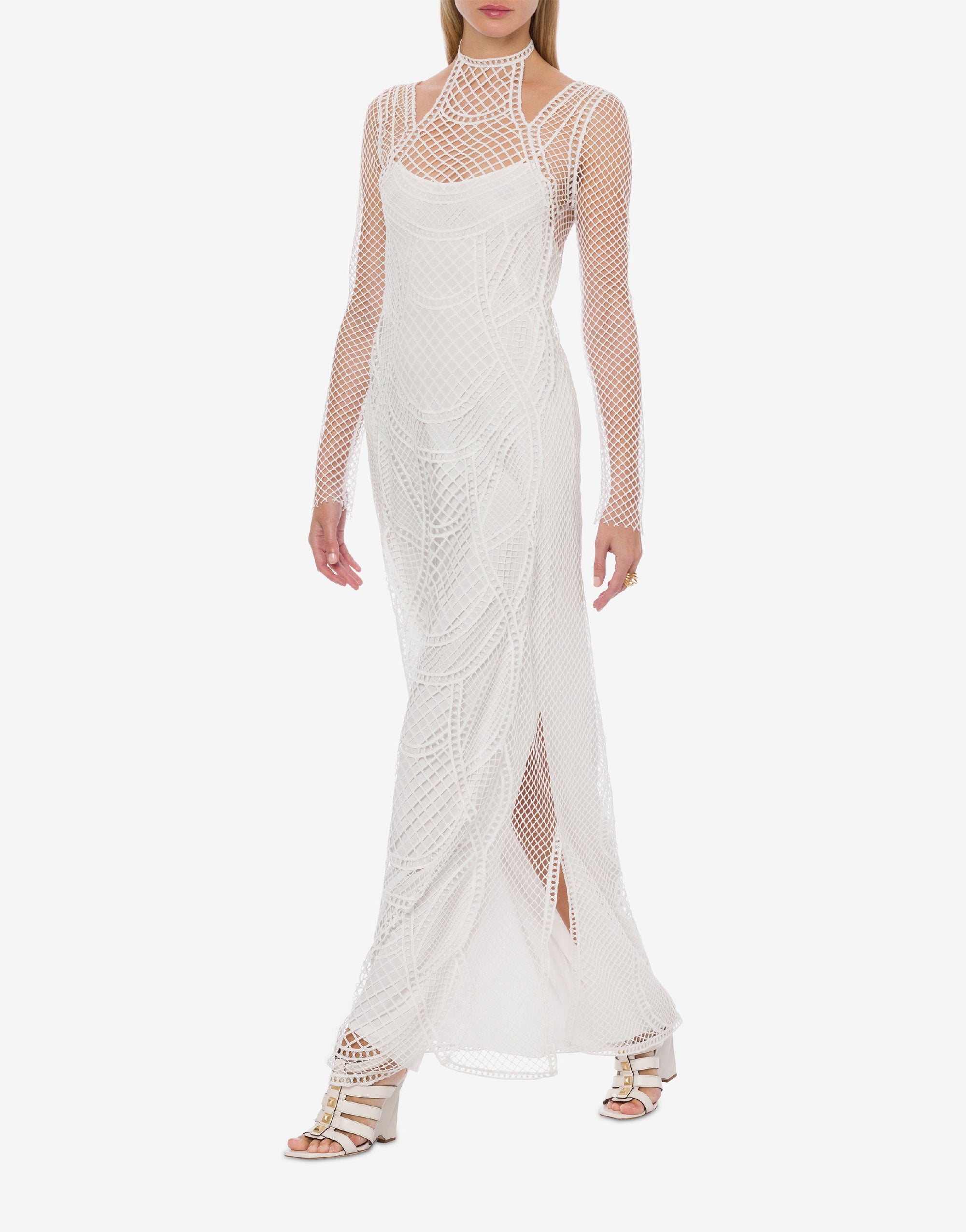 Macramé maxi dress - White