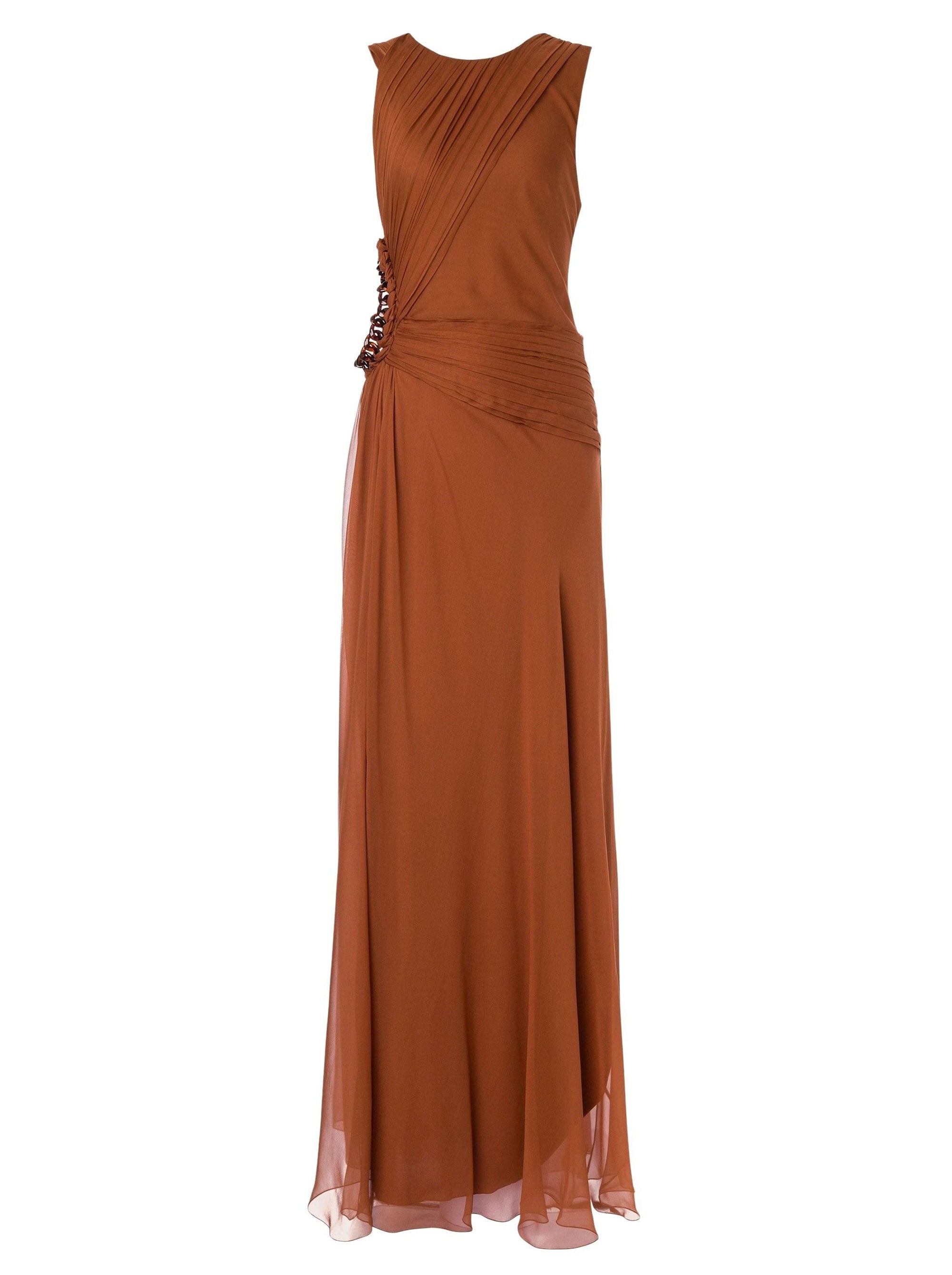 Robe longue en soie avec ouverture - Brown