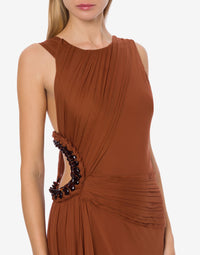 Robe longue en soie avec ouverture - Brown