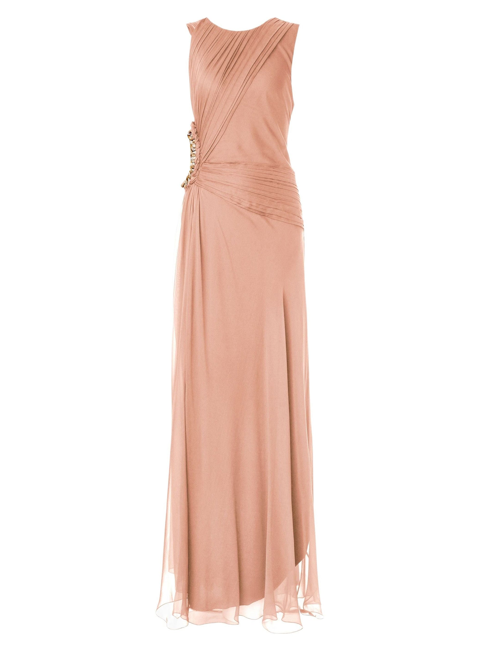 Robe longue en soie avec ouverture - Pink