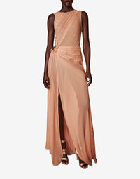 Robe longue en soie avec ouverture - Pink