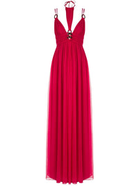 Robe longue en soie avec anneaux - Fucsia