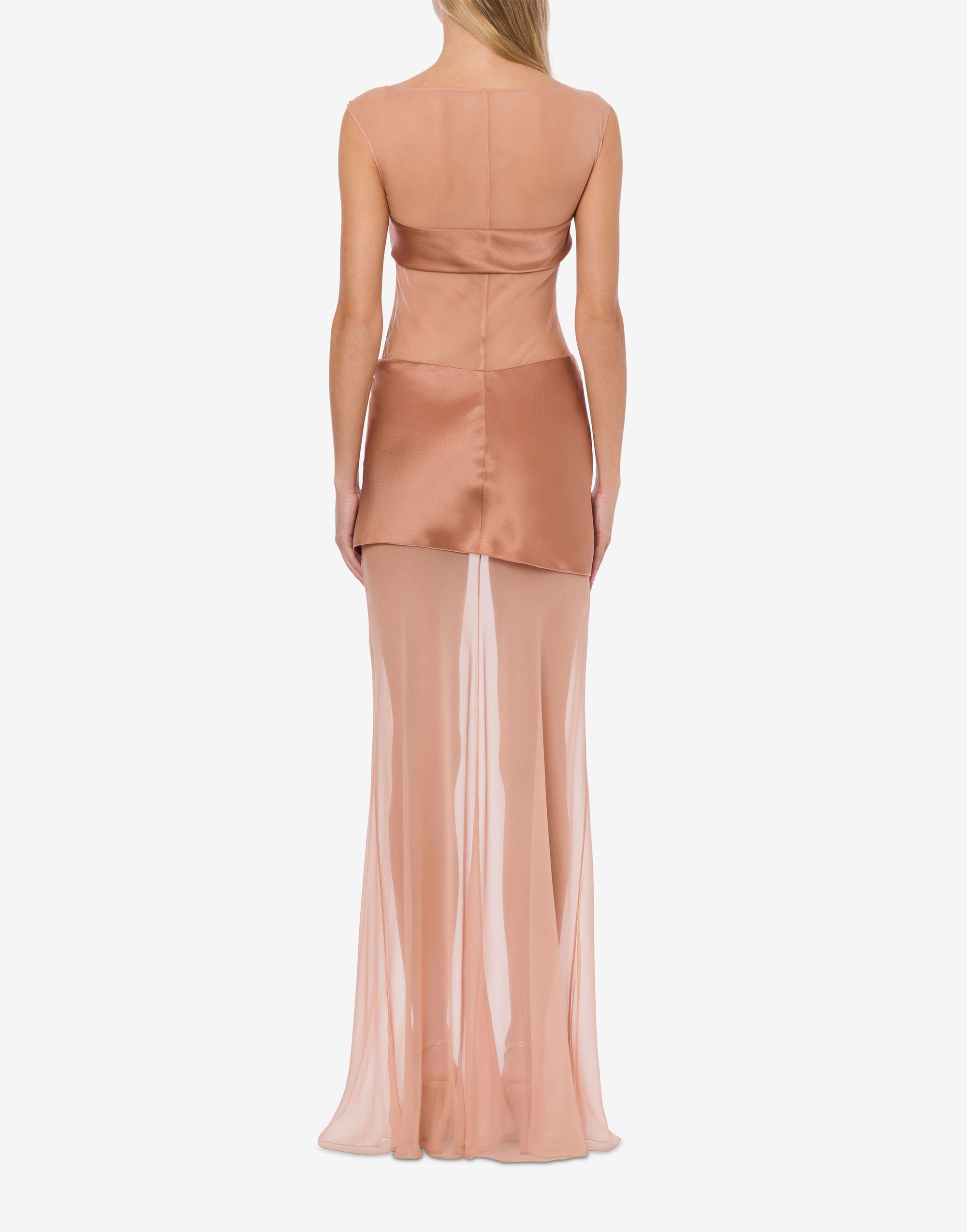 Robe midi en satin et mousseline - Pink