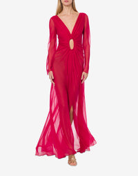 Robe longue en soie - Fucsia
