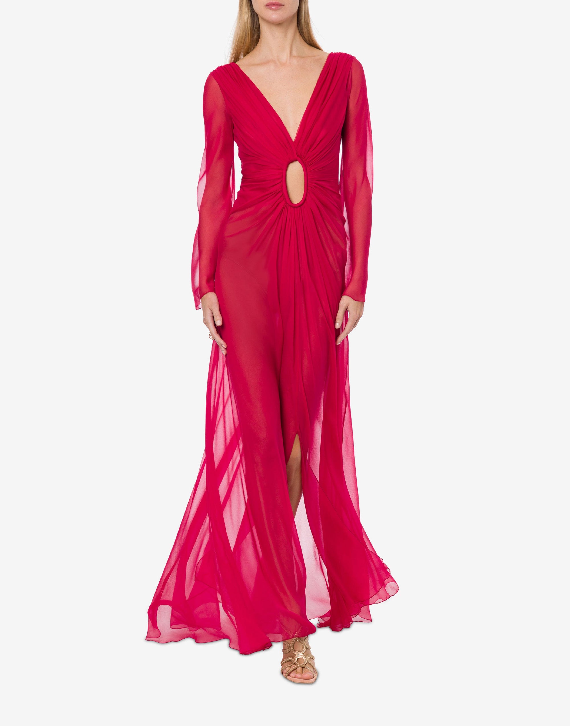 Robe longue en soie - Fucsia