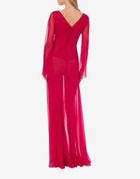 Robe longue en soie - Fucsia