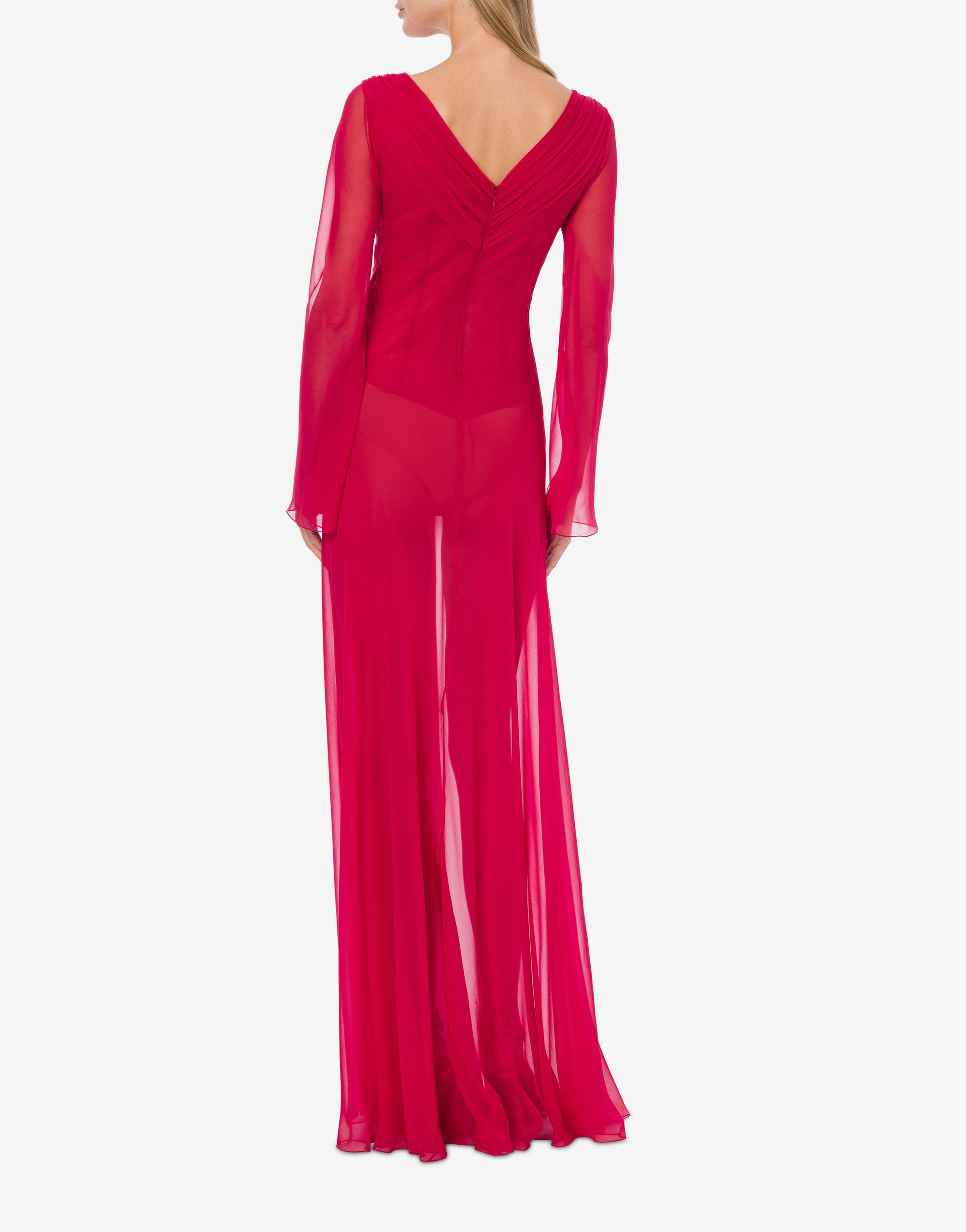 Robe longue en soie - Fucsia