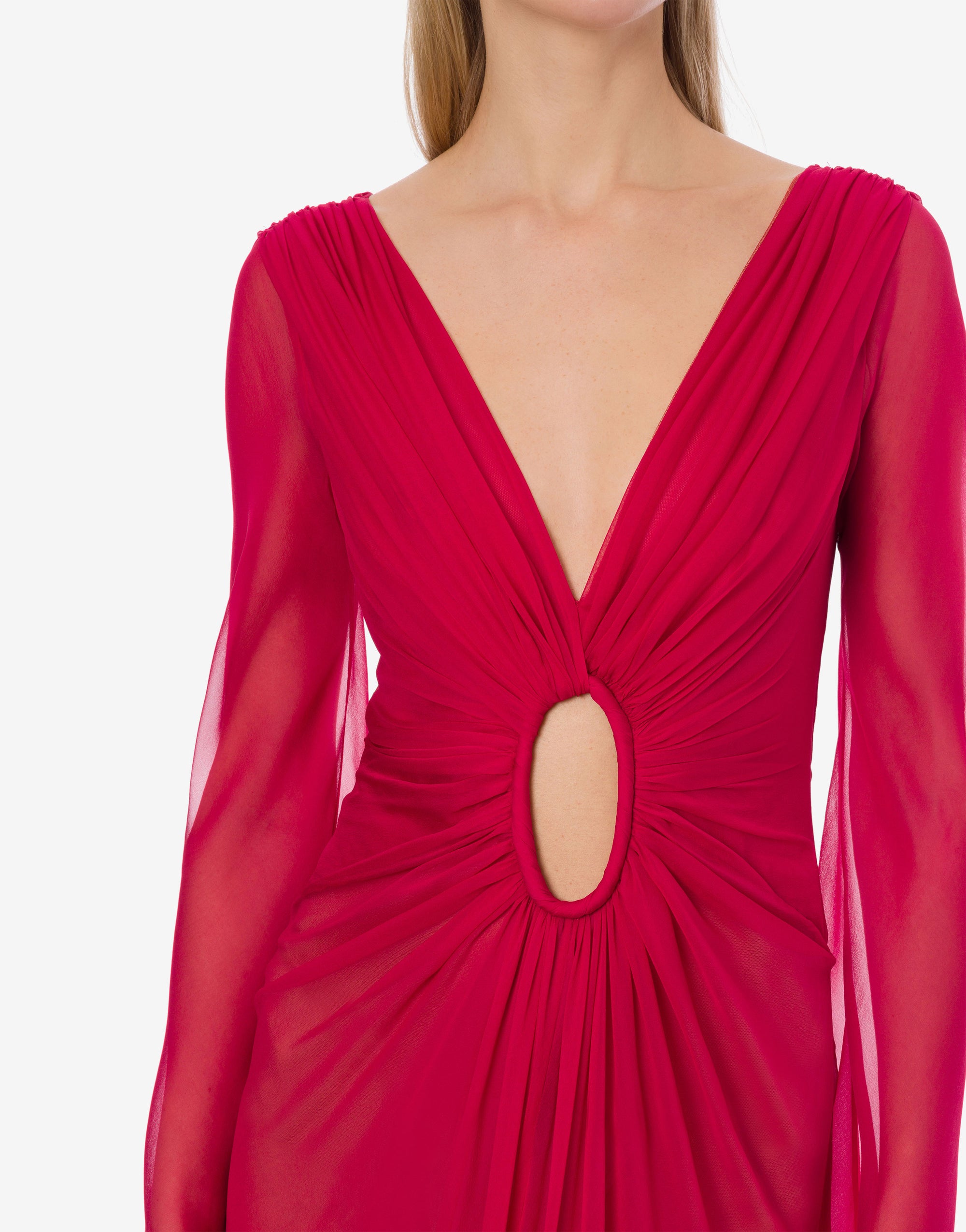Robe longue en soie - Fucsia