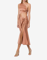 Robe à une épaule en satin - Pink