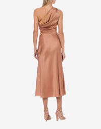 Robe à une épaule en satin - Pink