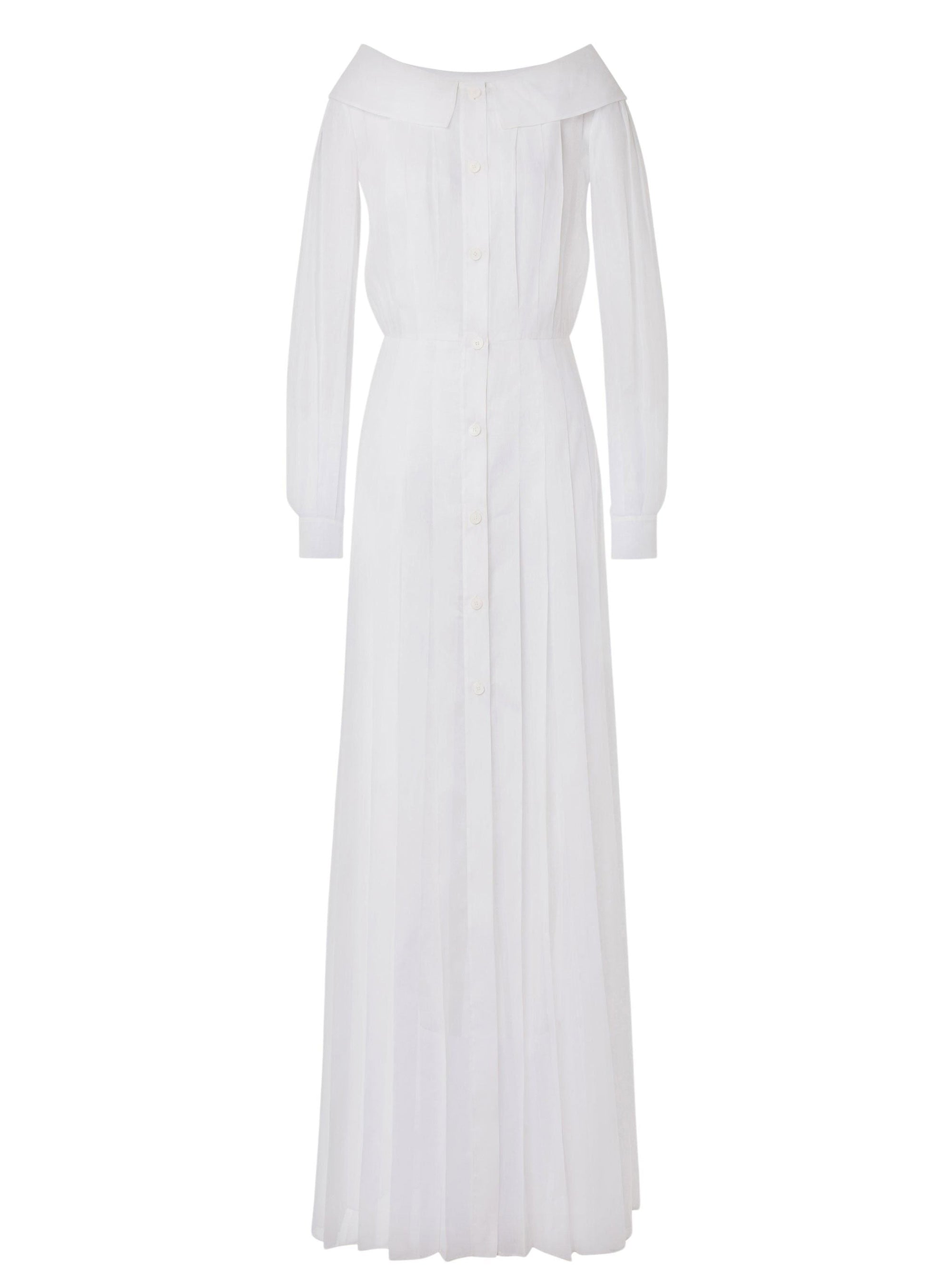 Robe longue chemisier en coton - White