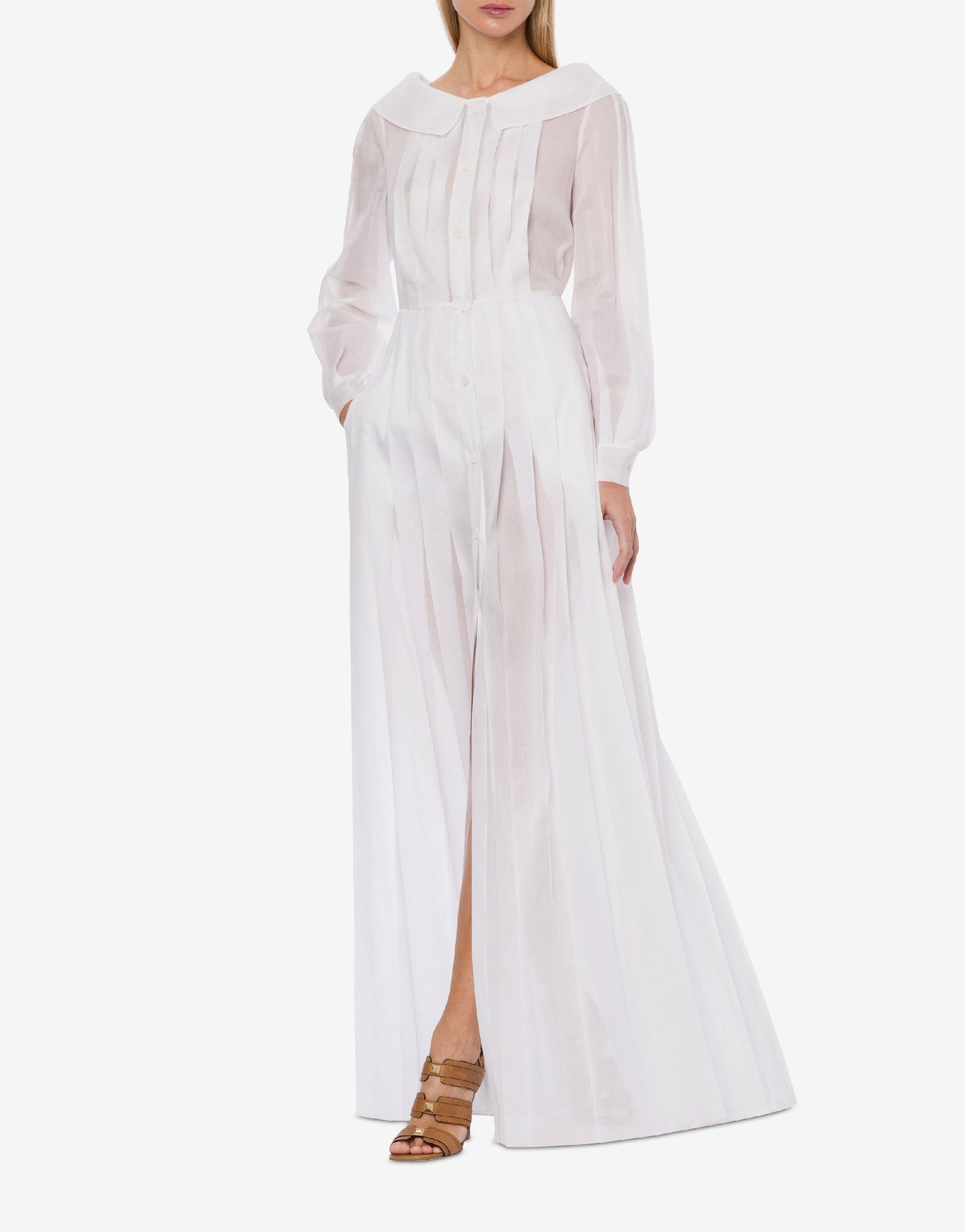 Robe longue chemisier en coton - White