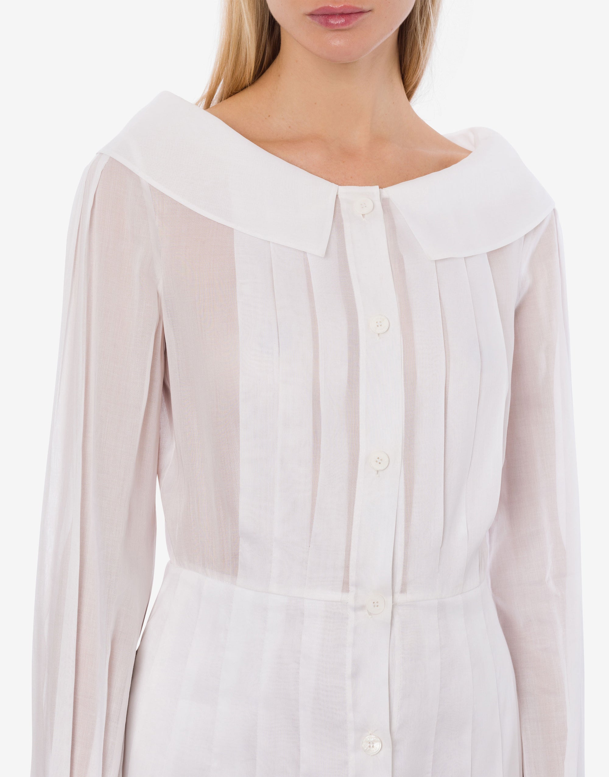 Robe longue chemisier en coton - White