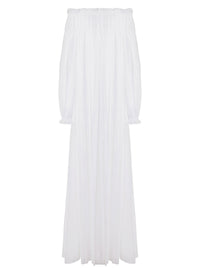 Robe longue en coton plissé - White