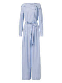 Combinaison rayée avec ceinture - Light Blue
