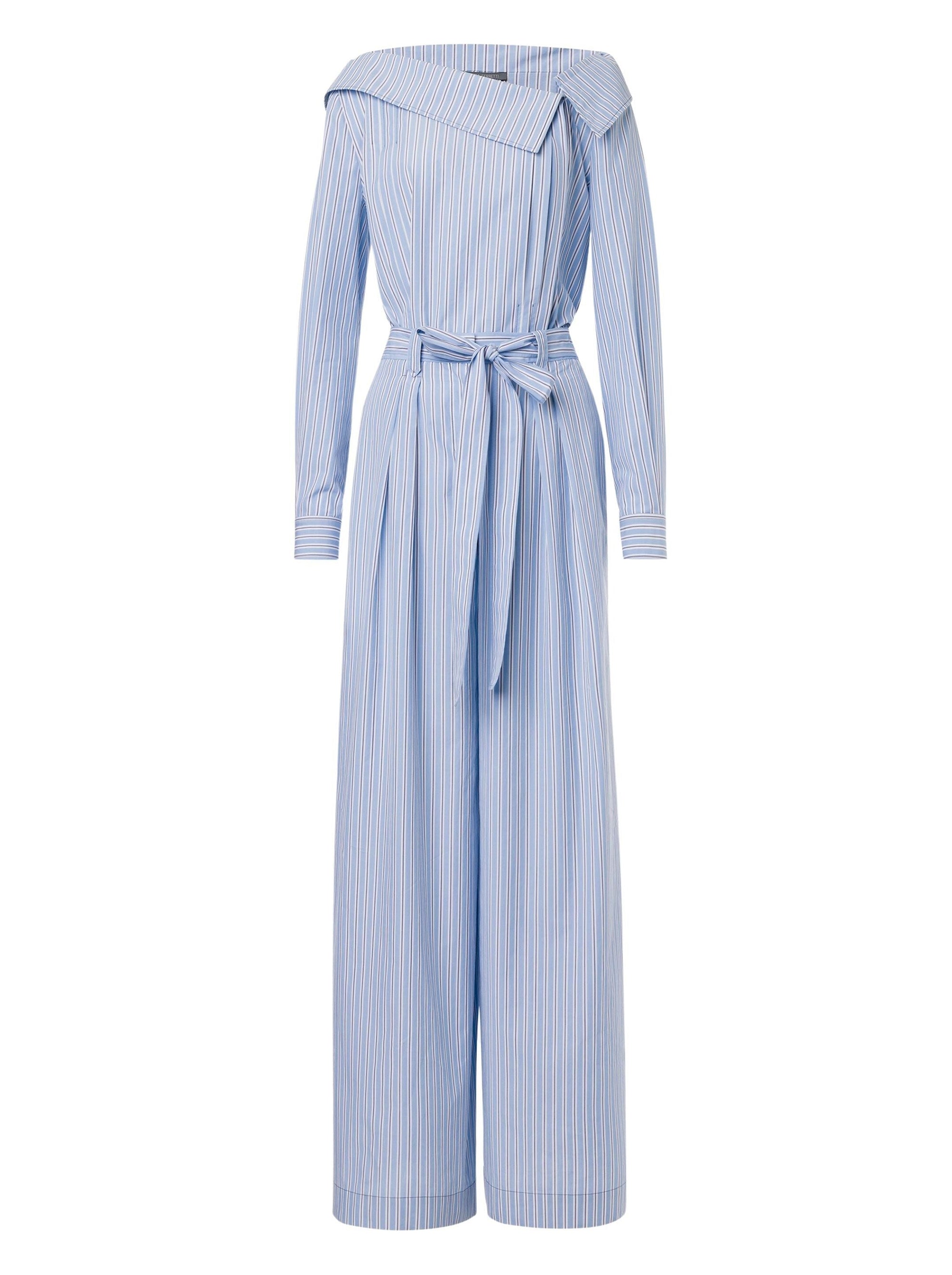 Combinaison rayée avec ceinture - Light Blue