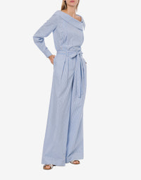 Combinaison rayée avec ceinture - Light Blue