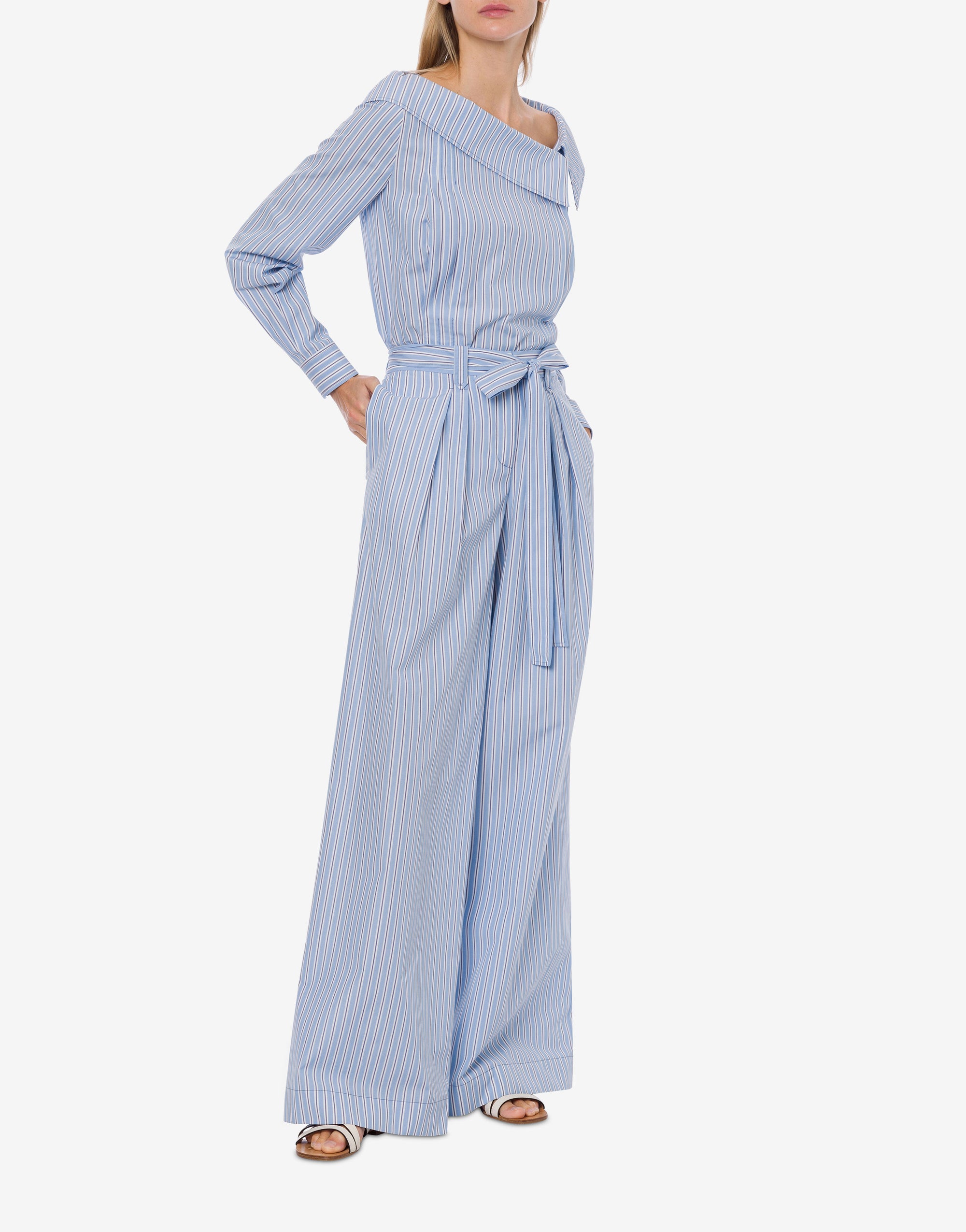 Combinaison rayée avec ceinture - Light Blue