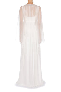 Robe longue en soie avec broderie - White