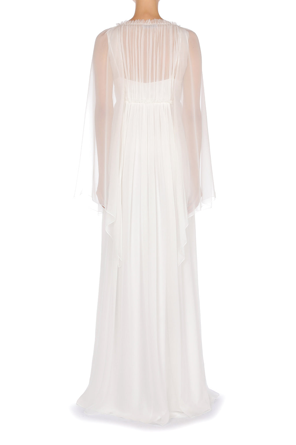 Robe longue en soie avec broderie - White